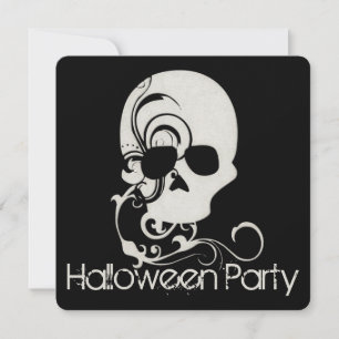 Invitation Halloween Crâne d'effroi blanc Halloween Invitatio