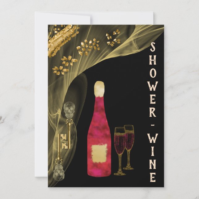 Invitation Halloween Crâne d'or Parties scintillant & douche  (Devant)