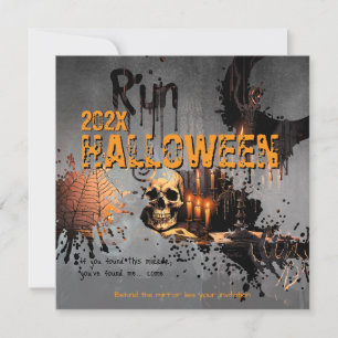 Invitation Halloween crâne gothique miroir hanté