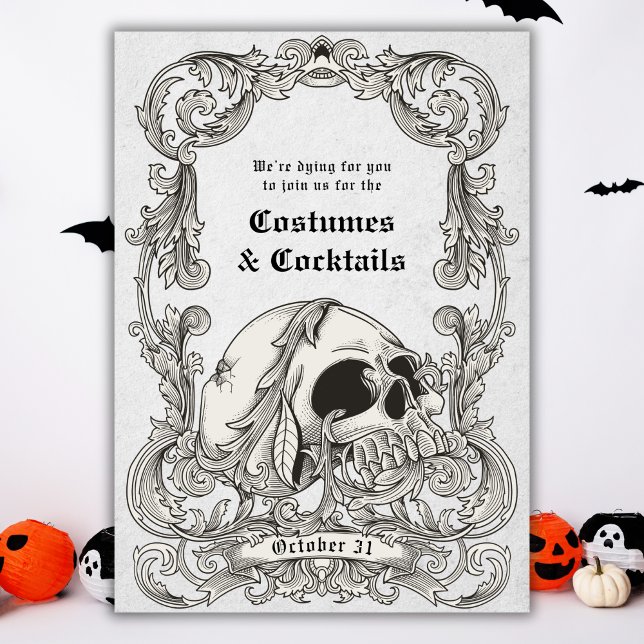 Invitation Halloween crâne gothique vintage Costume fête (Créateur téléchargé)