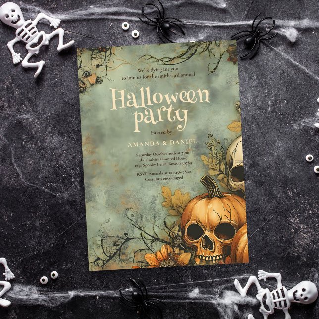 Invitation Halloween crâne vintage (Créateur téléchargé)