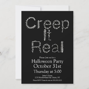 Invitation Halloween Creep It Real Skeleton Bones Spine
