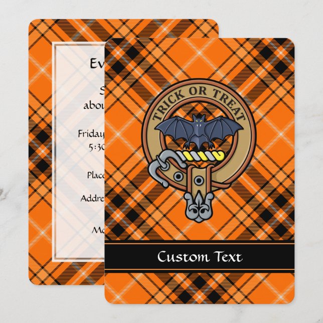 Invitation Halloween Crest sur l'invitation de Tartan (Devant / Derrière)