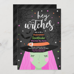Invitation Halloween Cute Hey sorcière la fête du thé Hallowe