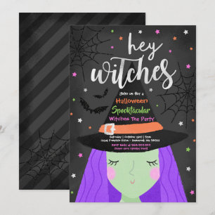 Invitation Halloween Cute Hey sorcière la fête du thé Hallowe