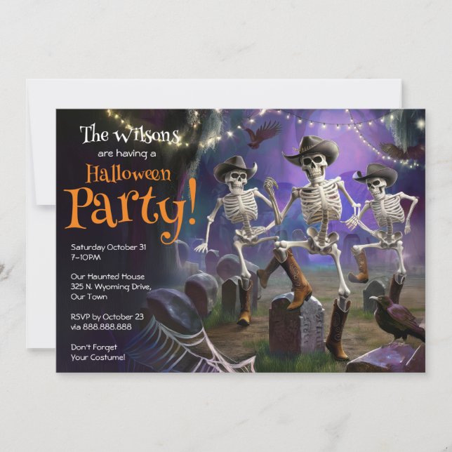 Invitation Halloween Dance Party, Line Dancing Skeletons (Devant)