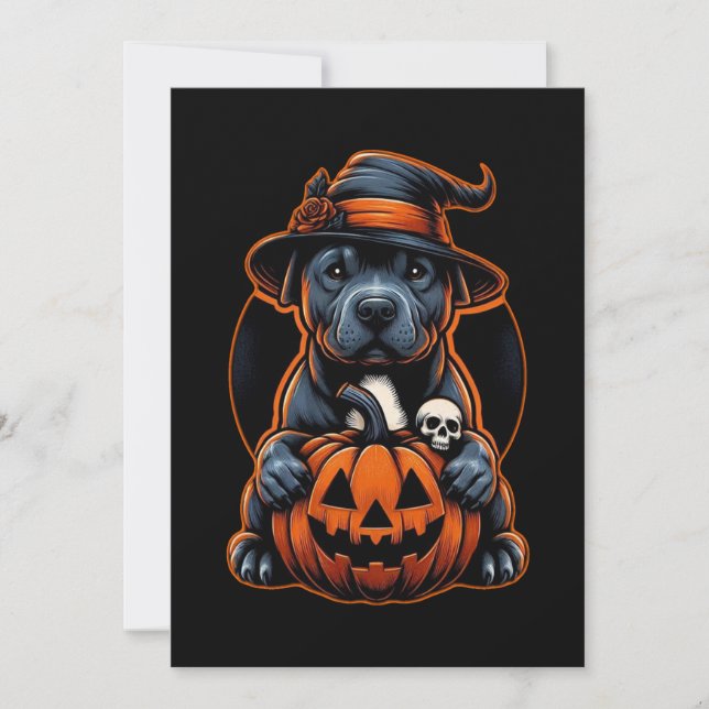 Invitation Halloween de chien - Pitbull Witch (Devant)