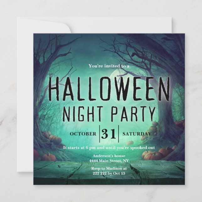 Invitation Halloween de la forêt éffrayante (Devant)