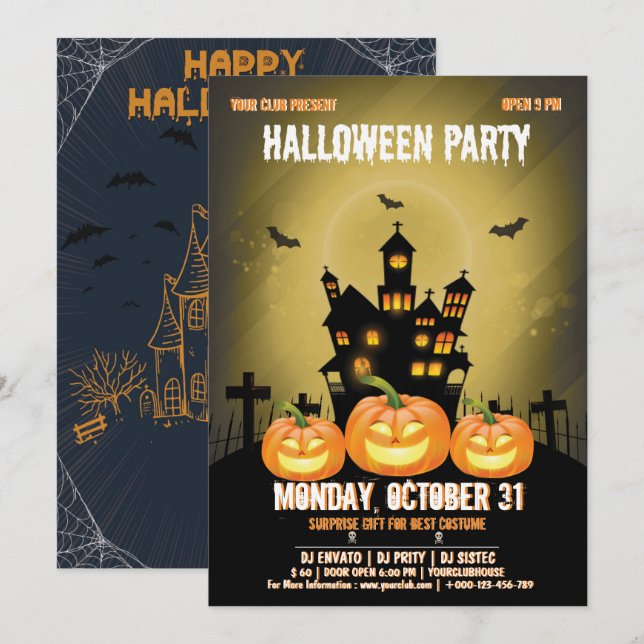 Invitation Halloween de la maison Spooktacular Dark (Devant / Derrière)