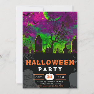 Invitation Halloween de la nuit éffrayante Sky Crescent Moon