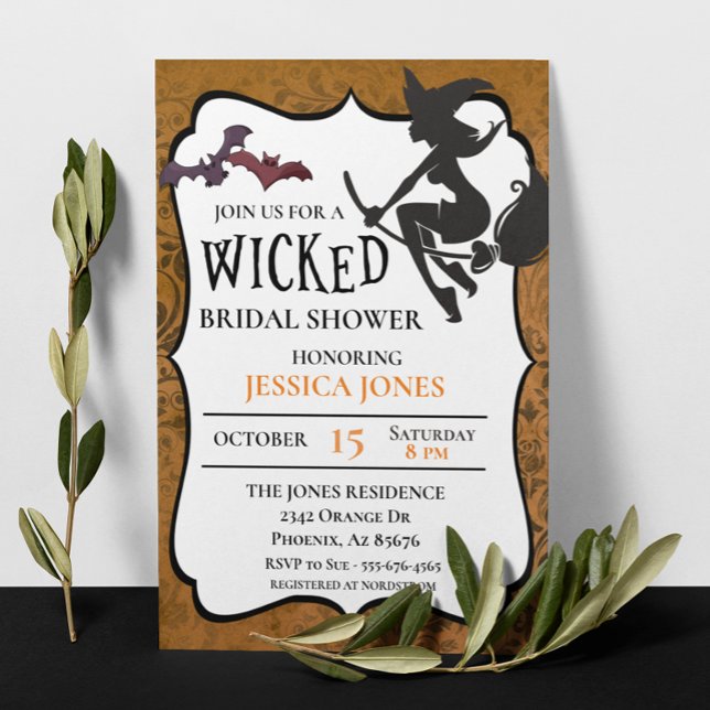 Invitation Halloween de sorcière de Fête des mariées perverse (Créateur téléchargé)