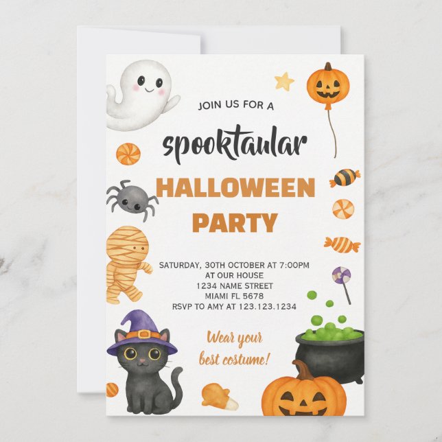 Invitation Halloween de style ancien modifiable (Devant)