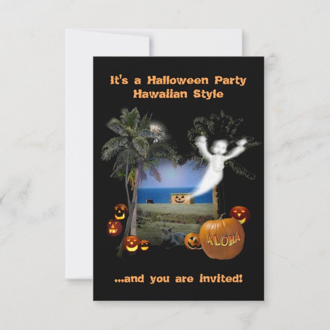 Invitation Halloween de style hawaïen (Devant)