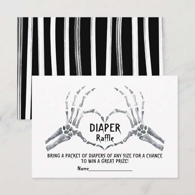 Invitation Halloween Déchets Raffle Squelette coeur baby show (Devant / Derrière)