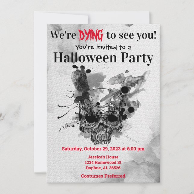 Invitation Halloween du crâne (Devant)