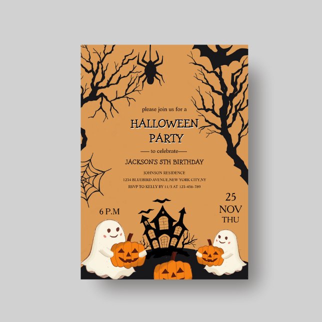 Invitation Halloween effrayant anniversaire enfant unique Inv (Créateur téléchargé)