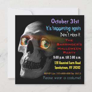 Invitation Halloween éffrayant de la peur du crâne