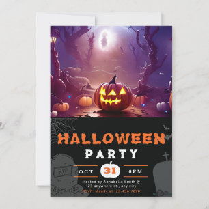 Invitation Halloween effrayant Jack-O' Lantern Forest