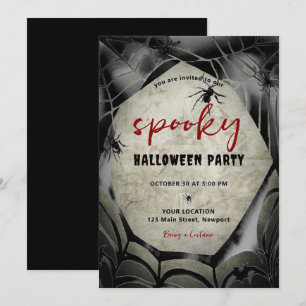 Invitation Halloween Éffrayant Party Spiderweb Spiderweb Blac