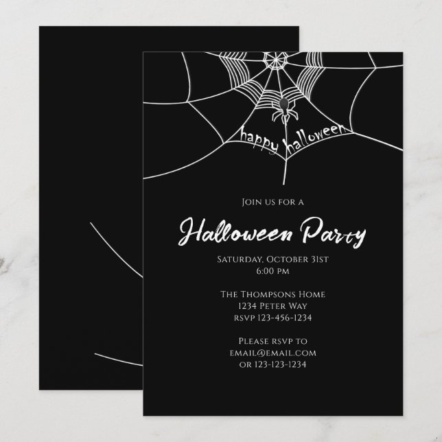 Invitation Halloween Éffrayant Scandale Spider Web mignonne P (Devant / Derrière)