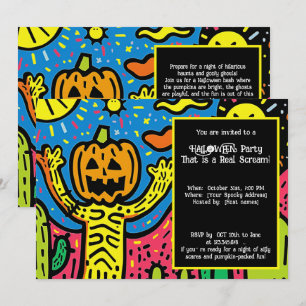 Invitation Halloween Éffrayant Scribble Shindig