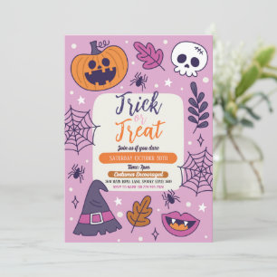 Invitation Halloween Éffrayant Trick ou Treat Party Citrouill