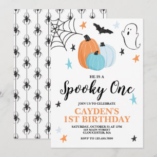 Invitation Halloween Éffrayant un 1er anniversaire Citrouille