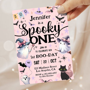 Invitation Halloween Éffrayant un 1er anniversaire fête migno