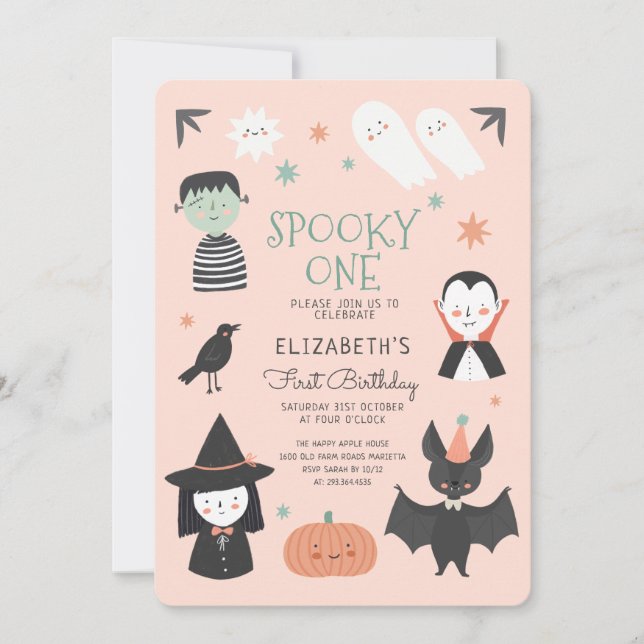 Invitation Halloween Éffrayant un premier anniversaire Invita (Devant)