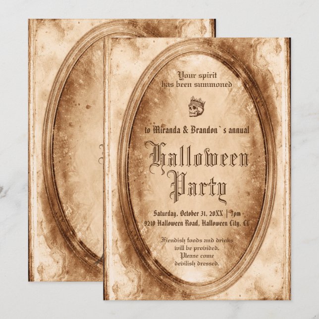 Invitation Halloween Éffrayant victorien vintage (Devant / Derrière)