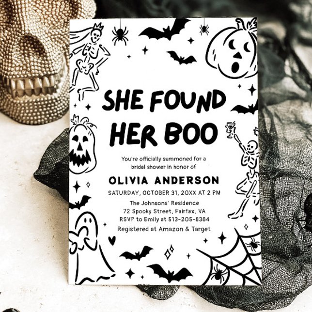 Invitation Halloween Elle A Trouvé Sa Fête des mariées De Boo (Halloween She Found Her Boo Bridal Shower Invitation)