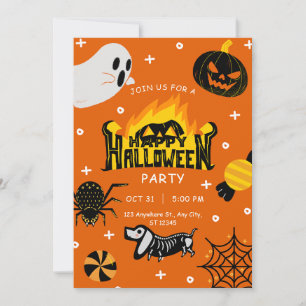 Invitation Halloween en noir et orange