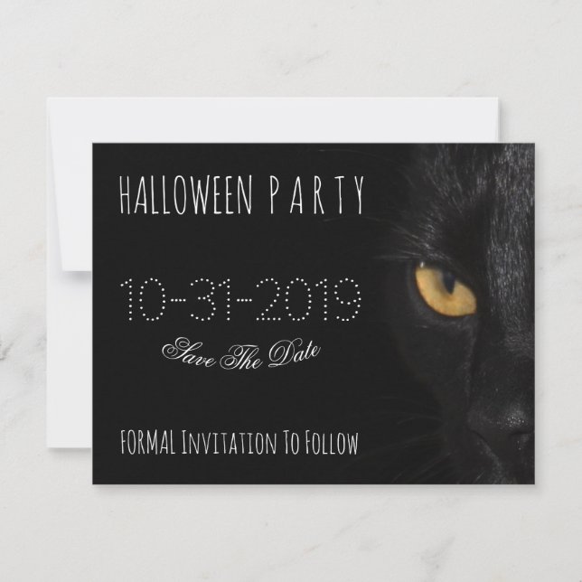 Invitation Halloween Enregistrer la date Scary Cat (Devant)