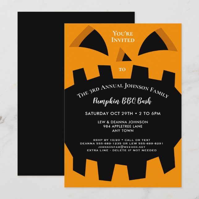 Invitation Halloween Fall Famille amis Réunion ou fête (Devant / Derrière)