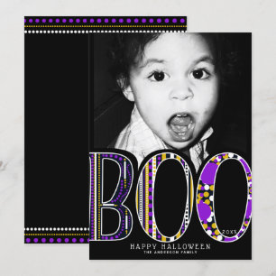 Invitation Halloween Fantaisiste Type Boo Violet Orange Photo