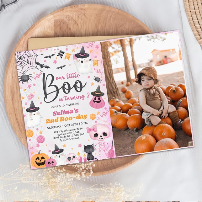 Invitation Halloween Fantôme 2ème anniversaire de fête Photo (Créateur téléchargé)