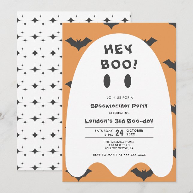 Invitation Halloween Fantôme Toute Année Anniversaire Invitat (Devant / Derrière)