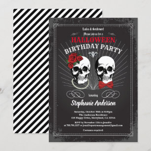 Invitation Halloween fête d'anniversaire adulte gothique noir