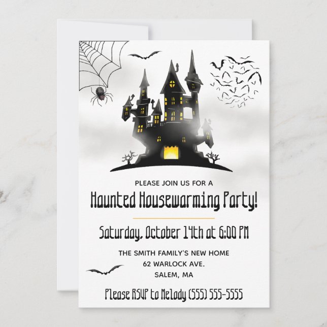 Invitation Halloween, Fête de Pendaison de Crémaillère Ensorc (Devant)