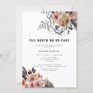 Invitation Halloween Fête des mariées florale rose gothique