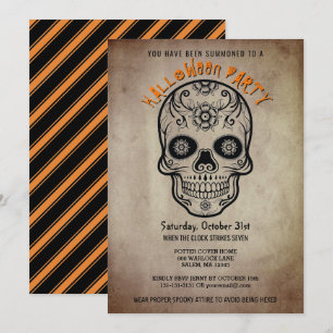 Invitation Halloween fête du crâne sucre Jour des morts