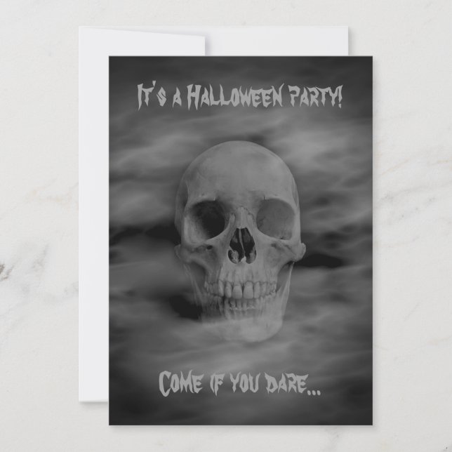 Invitation Halloween fête horreur crâne fantôme (Devant)