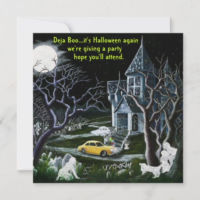 Invitation Halloween, fête, invitation, fantômes, hanté, mais (Devant)
