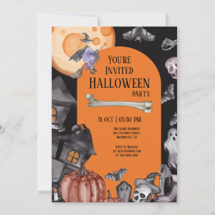 Invitation Halloween fête manger boire être effrayant