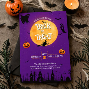 Invitation Halloween Fête Violette Trick or Treat