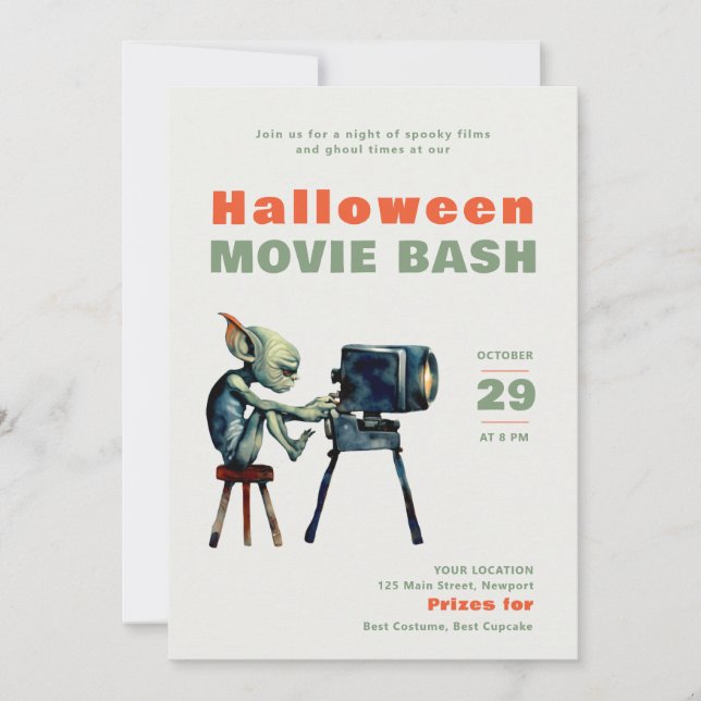 Invitation Halloween fêter film d'horreur nuit Imp Gremlin Fu (Devant)