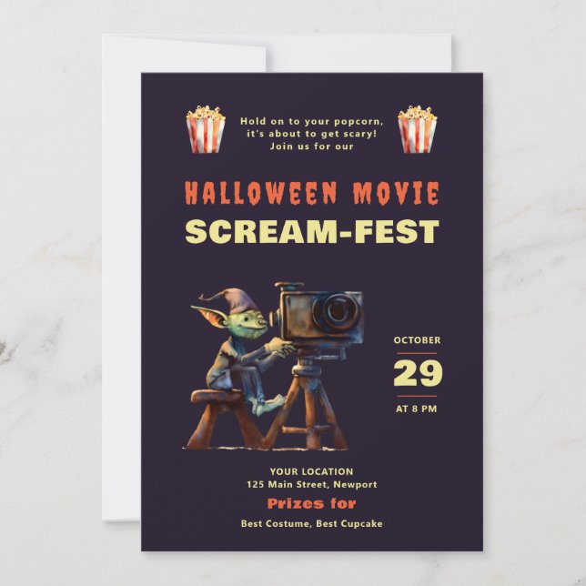 Invitation Halloween fêter la fête Films nuit crier-fest (Devant)