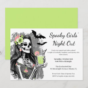Invitation Halloween Filles Nuit dehors Cocktail éffrayant