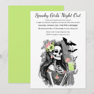 Invitation Halloween Filles Nuit dehors Cocktail éffrayant