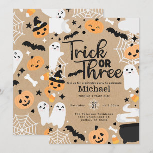 Invitation Halloween Ghost Citrouille 3ème fête d'anniversair
